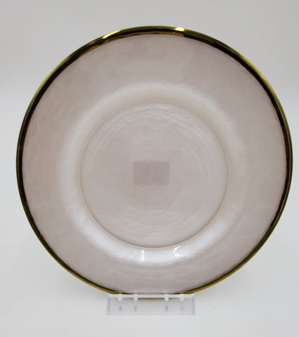 8"GLASS PLATE-PEARL WHITE/GOLD