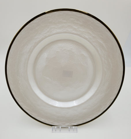 13" GLASS PLATE-WHITE PEARL/GOLD