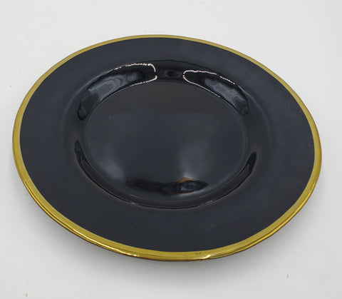 8" GLASS PLATE-BLACK/GOLD