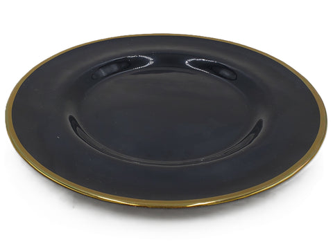 10.5" GLASS PLATE-BLACK/GOLD