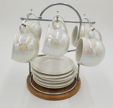 6 PC COFFEE SET W/STAND-PEARL