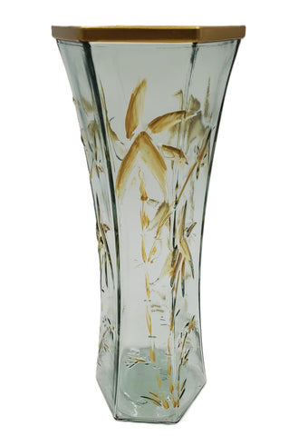 4"x11.5" GLASS VASE-GOLD DESIGN