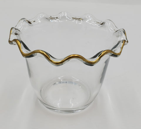 4.75"x3.75" GLASS UTENSIL HOLDER-GOLD RIM