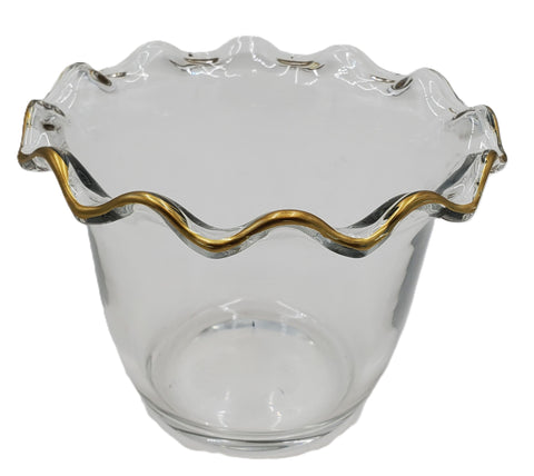 4.75"x3.75" GLASS UTENSIL HOLDER-GOLD RIM