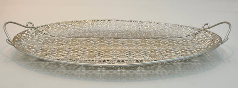19"x12" METAL OVAL TRAY-SILVER