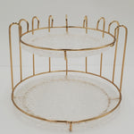 9.25", 10", 7" HEIGHT 2 TIER STAND W/PLATE-GOLD-ROUND