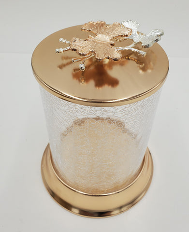 8"x6.25" GLASS CANISTER-GOLD DESIGN -LARGE