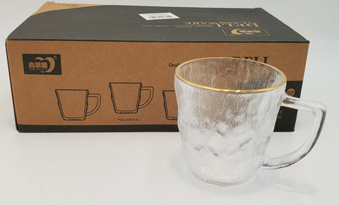 6PC FROSTED TEA GLASS-GOLD RIM