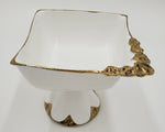 6"x5.25" FOOTED BOWL W/GOLD DESIGN-SQUARE