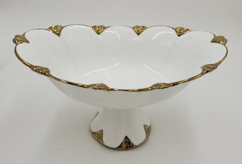 11"x7"x7" FOOTED PLATE W/GOLD-OVAL