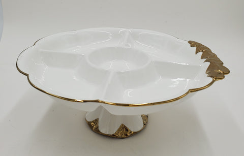 10"x5.25" 5 SECTION FOOTED PLATE W/GOLD