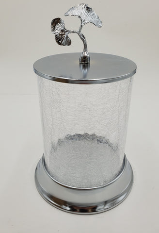 9"x6.25" GLASS CANISTER-SILVER DESIGN -LARGE