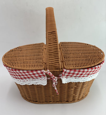 16"x10x13" WOODEN PICNIC BASKET-OVAL