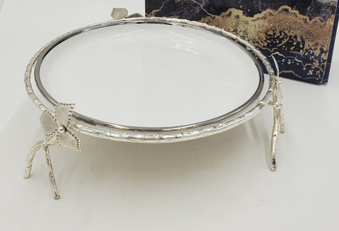 8"x2.75" ROUND PLATE W/STAND-SILVER