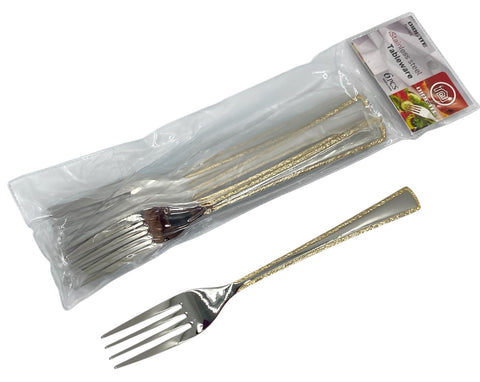 6 PC DINNER FORK-GOLD DESIGN