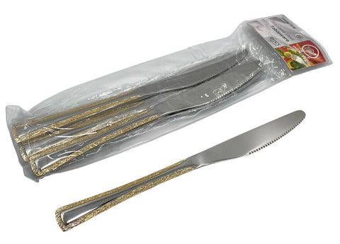 6 PC DINNER KNIFE-GOLD DESIGN