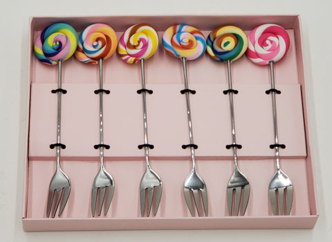 5.5"- 6PC DESSERT FORK-CANDY DESIGN