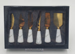 6 PC CHEESE KNIFE SET-GOLD/MARBLE