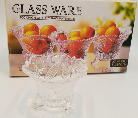 6 PC GLASS CANDY BOWL-ROUND
