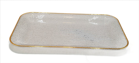 11.5"x7"PLASTIC TRAY-CLEAR/GOLD