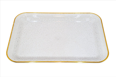 13.5"x9"PLASTIC TRAY-CLEAR/GOLD