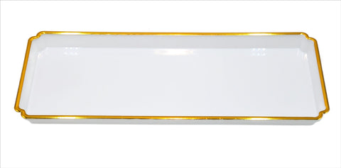 11.5"x5"PLASTIC TRAY-WH/GOLD