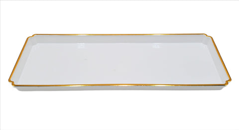 13.5"x5.5"PLASTIC TRAY-WH/GOLD