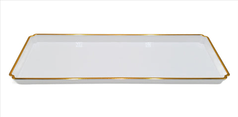 15"x6"PLASTIC TRAY-WH/GOLD