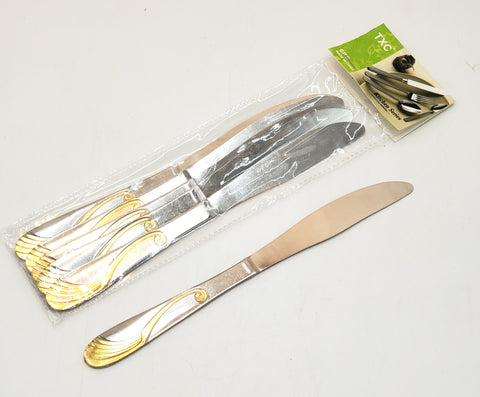 6 PC DINNER KNIFE-SILVER/GOLD