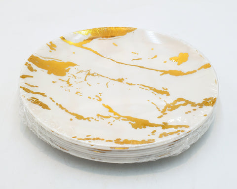 7.5" PLATE-GOLD MARBLE-10 CT