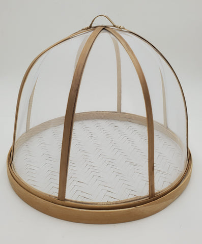11"x12" WOODEN DISH W/FOOD COVER-ROUND