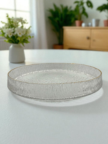 14.5"x1.75" GLASS BOWL-GOLD RIM