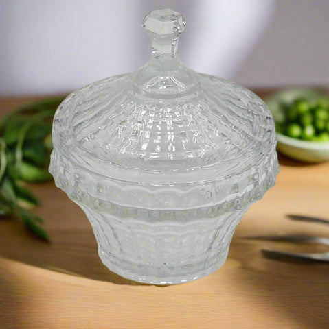 GLASS CANDY JAR W/LID