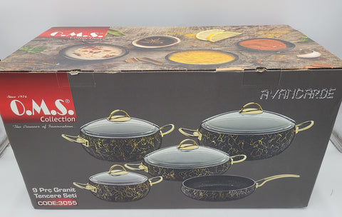 9 PC  COOKWARE SET-BLACK/GOLD - 1/CS