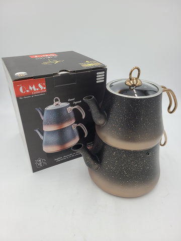 DOUBLE TEA KETTLE SET-GOLD/BLACK