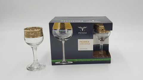 6 PC FOOTED SHOT GLASS-GOLD