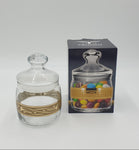 GLASS JAR W/LID-GOLD DESIGN-MEDIUM