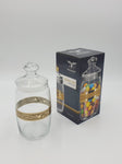 GLASS JAR W/LID-GOLD DESIGN-LARGE