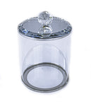 4.25" L x 4.5" H  GLASS CANISTER-SILVER RIM-S - 16/CS