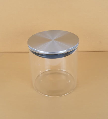 GLASS CANISTER W/SILVER LID-S - 100/CS