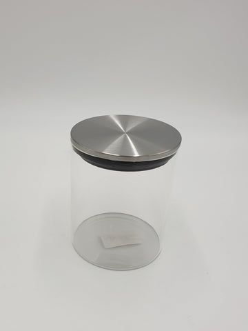 GLASS CANISTER W/SILVER LID-M - 100/CS