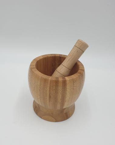 4" BAMBOO MORTAR AND PESTLE - 60/CS