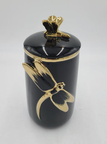 10.25"x4"CANISTER-GOLD BUTTERFLY