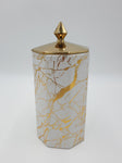 11.5"x4.5"CANSITER- MARBLE-GOLD- 24/CS