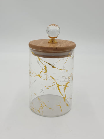 3.5"x5"- GLASS CANISTER - GOLD MARBLE-SMALL - 24/CS