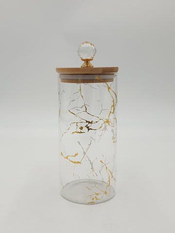 3.25"X6.25" - GLASS CANISTER - GOLD MARBLE-LARGE - 36/CS