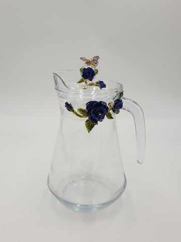 GLASS PITCHER-ROSE FLOWER - 12/CS