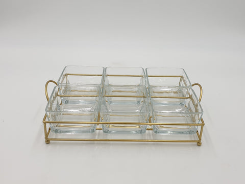 6PC GLASS BOWL W/GOLD STAND - 12/CS