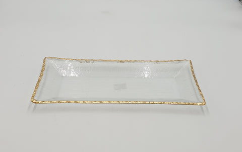 14"x6" PLATE W/GOLD-RECTANGULAR