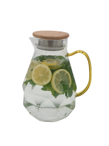 GLASS PITCHER W/WOOD LID - 36/CS